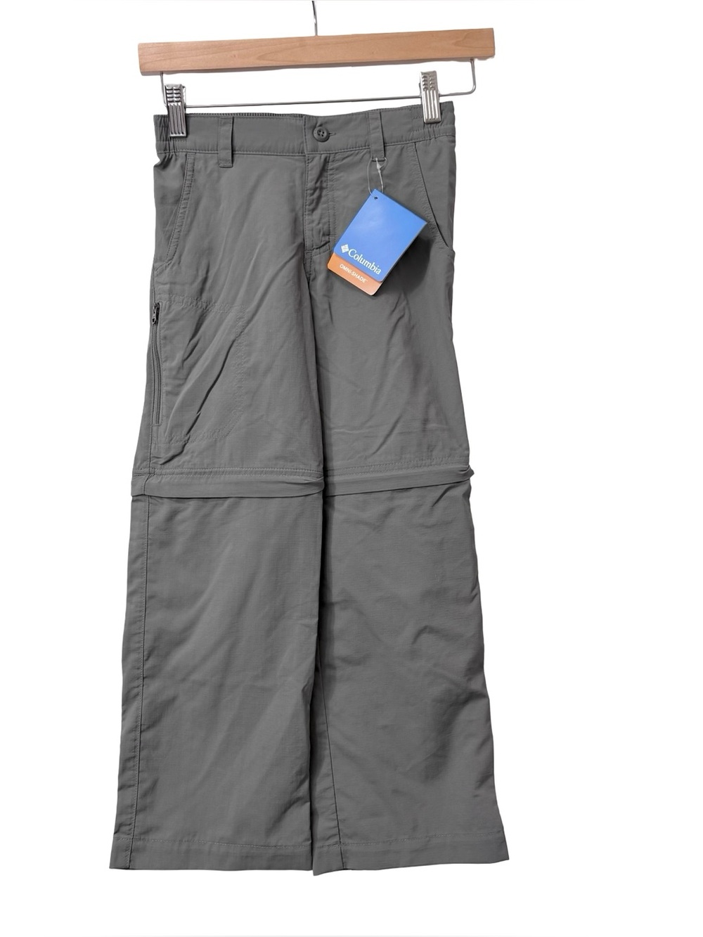 NEW Columbia Youth Boys Omni Shade Silver Ridge IV convertible pants grey Sz XS